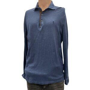 Polo Ralph Lauren Mens Blue Long Sleeve Polo Size L